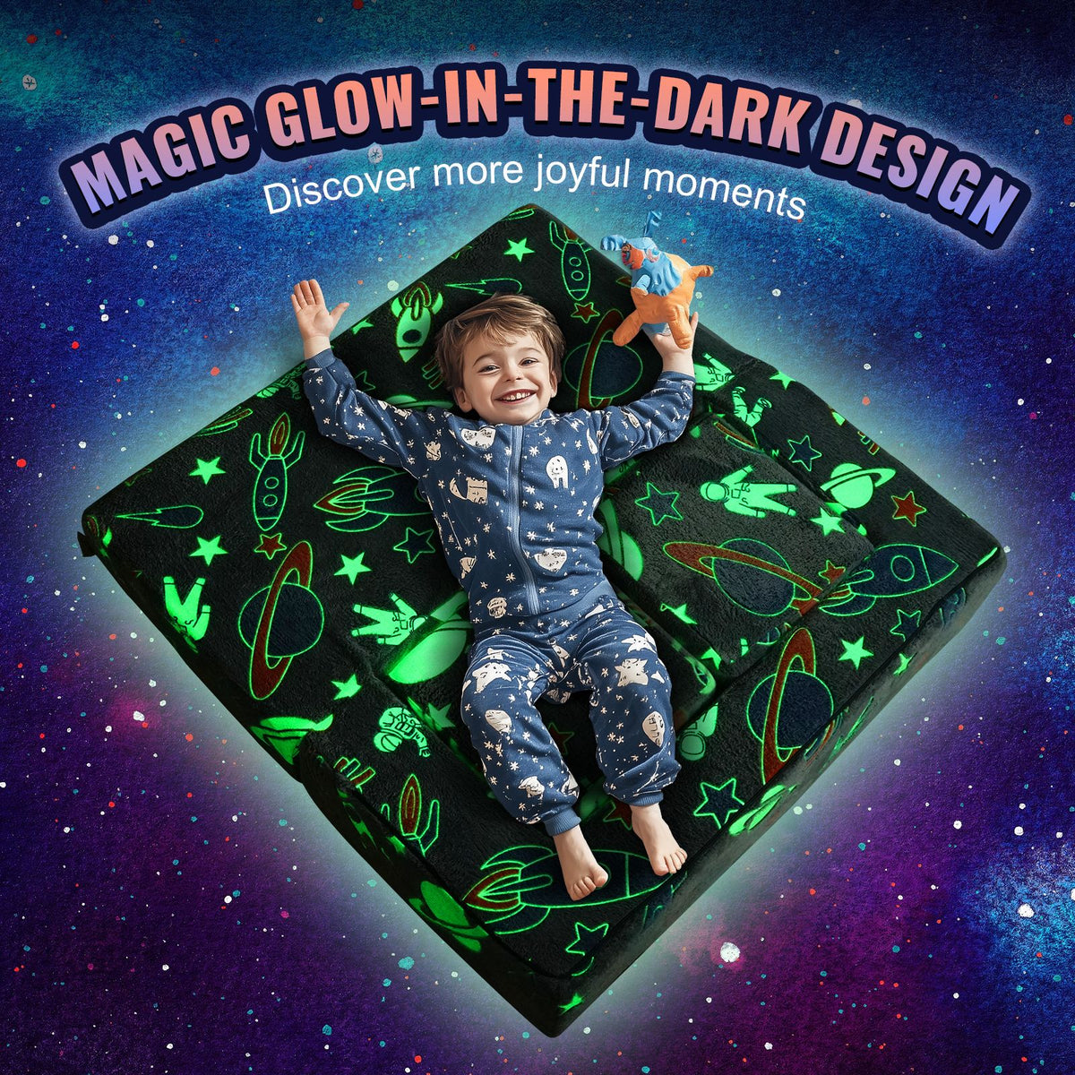 Modular Kids Play Couch 4Pcs DIY Glow in the Dark Toddler Chair in Grey