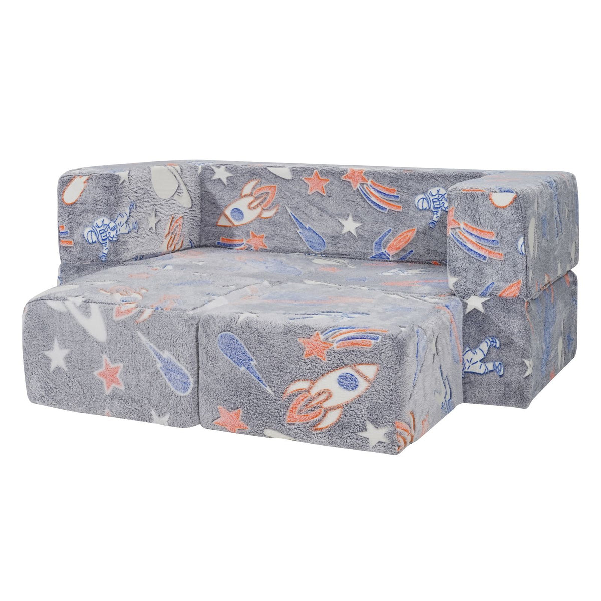 Modular Kids Play Couch 4Pcs DIY Glow in the Dark Toddler Chair in Grey