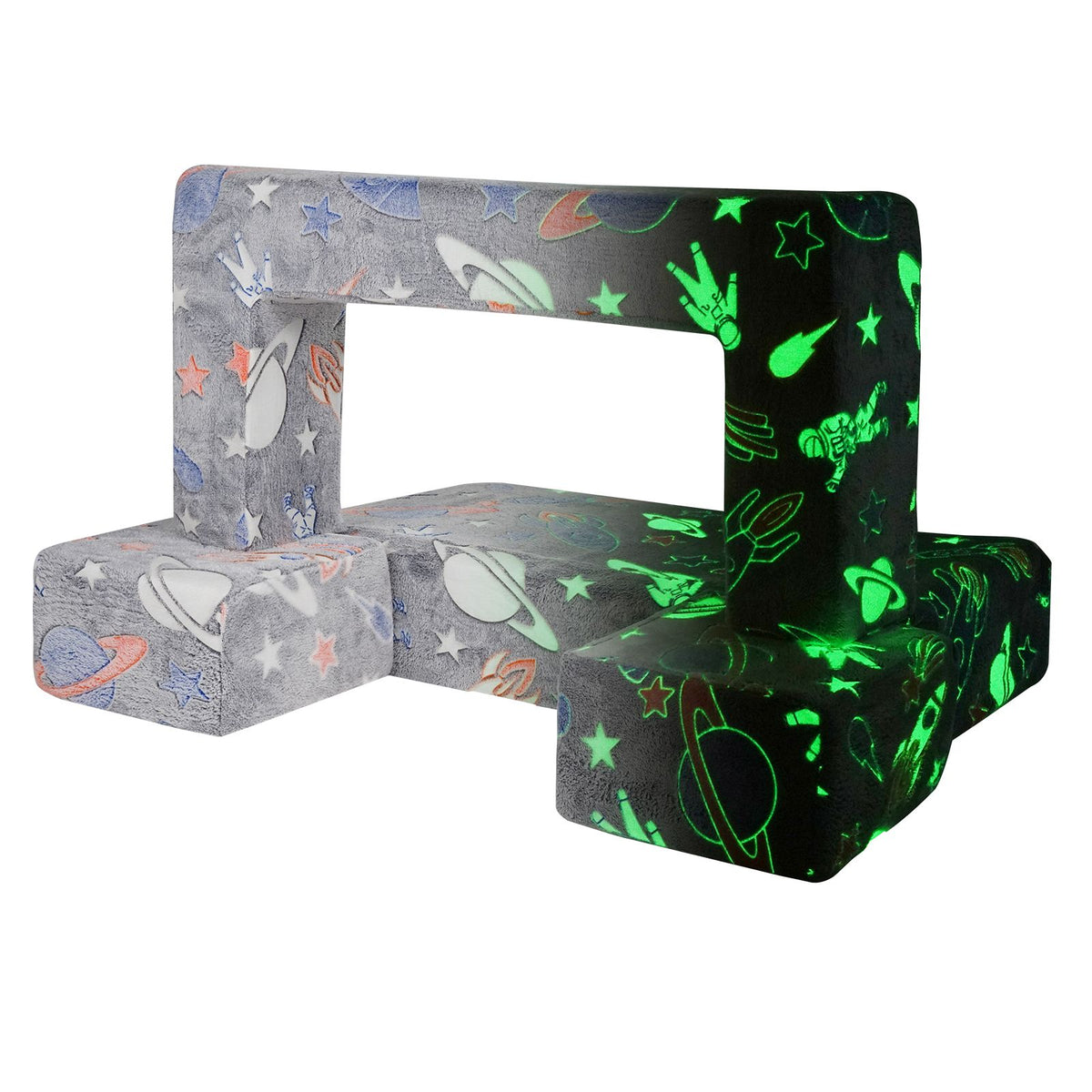 Modular Kids Play Couch 4Pcs DIY Glow in the Dark Toddler Chair in Grey