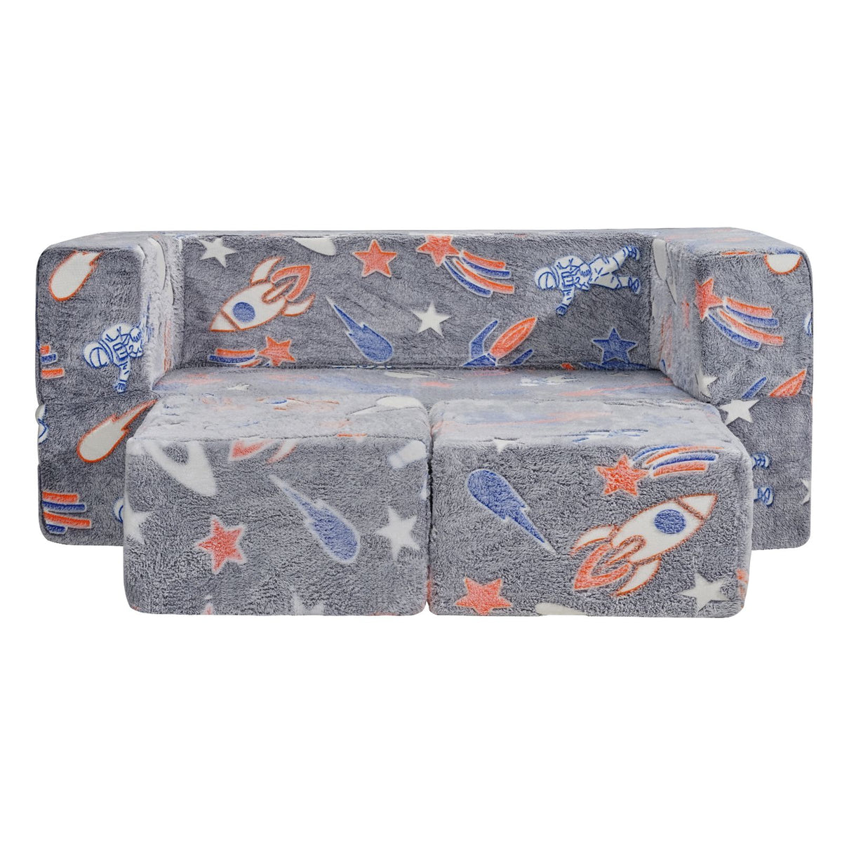 Modular Kids Play Couch 4Pcs DIY Glow in the Dark Toddler Chair in Grey