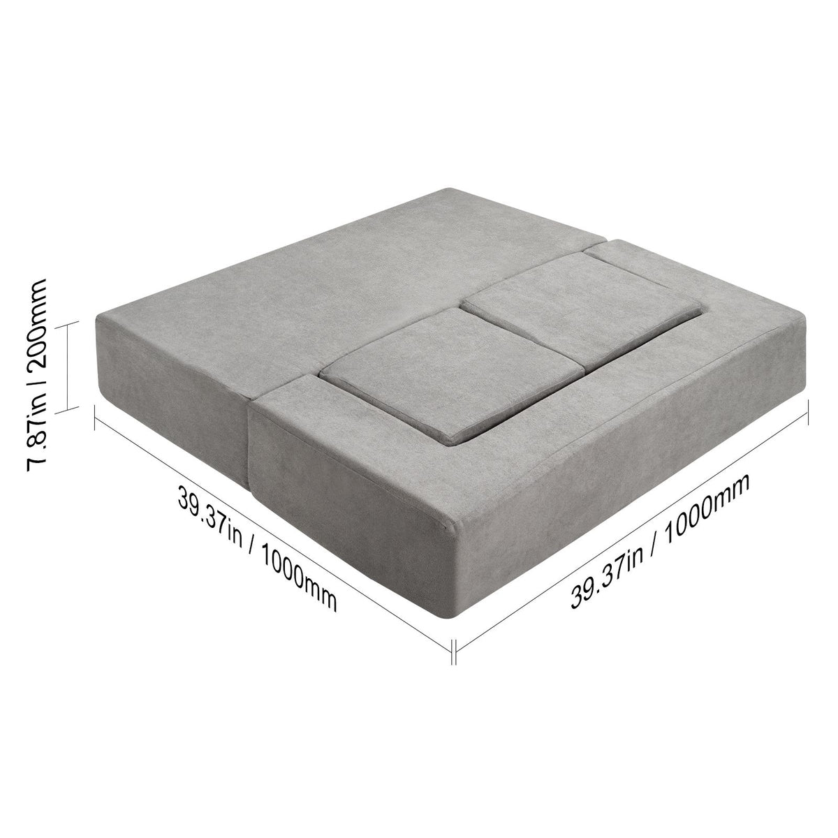 Kids Modular Play Couch 4 Piece Foam Sectional Toddler Sofa Washable Dark Grey