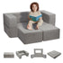 Kids Modular Play Couch 4 Piece Foam Sectional Toddler Sofa Washable Dark Grey