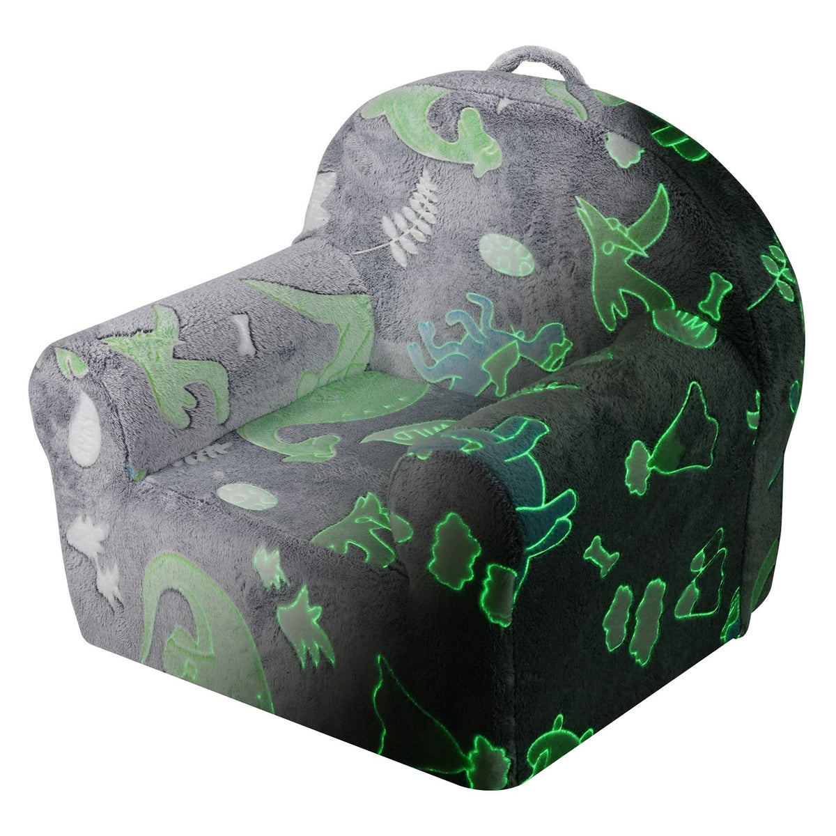 Glow in the Dark Toddler Chair Plush Kids Sofa Washable Playroom Armchair Grey