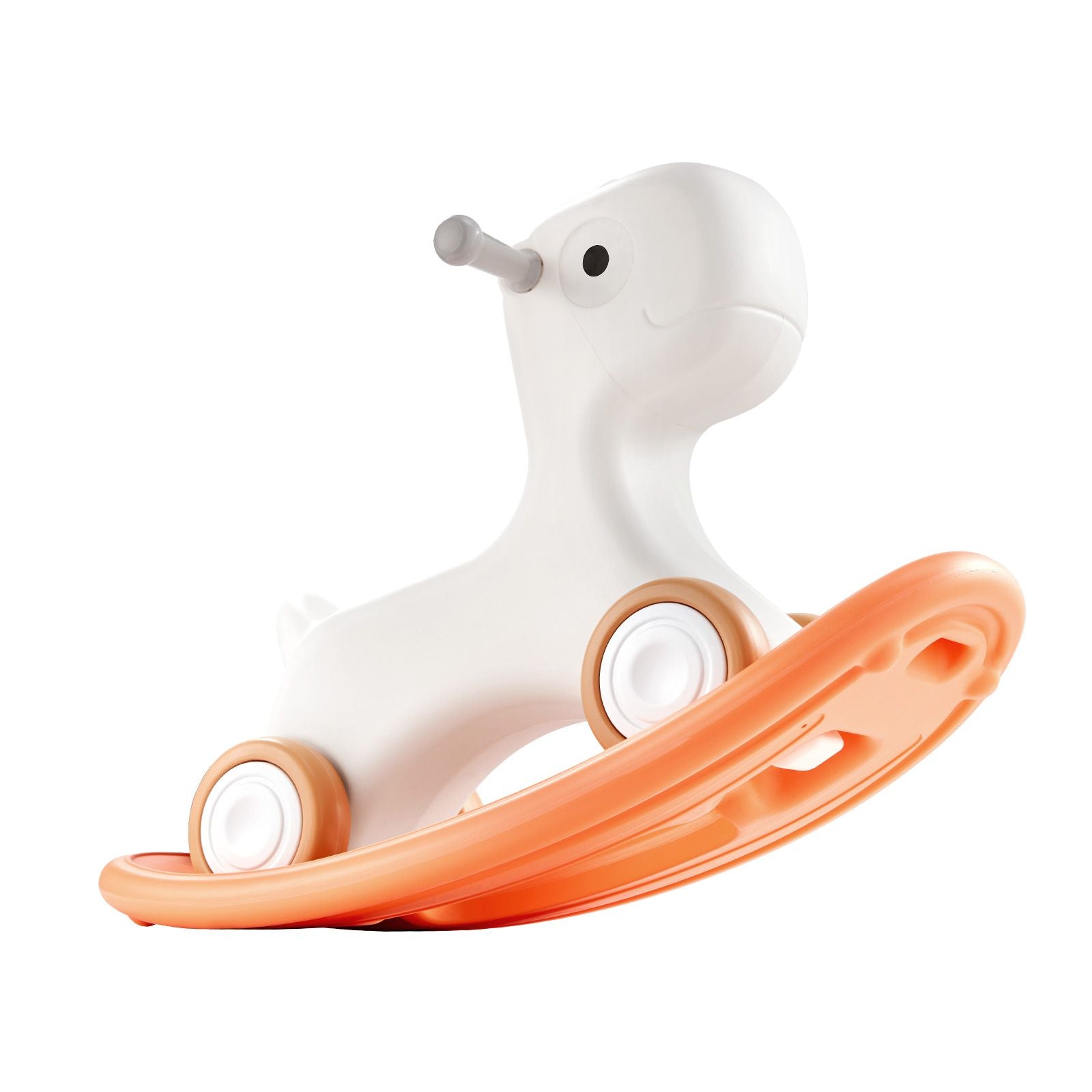 3 in 1 Rocking Horse for Toddlers 1-3 Years, Baby Rocking Horse with Detachable Balance Board and 4 Smooth Wheels, Support up to 80 lbs HDPE Material Kids Ride on Toy, Swinging, Orange