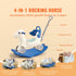 4-in-1 Toddler Rocking Horse Ride On Toy Blue with Push Handle Wheels 80lbs
