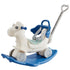 4-in-1 Toddler Rocking Horse Ride On Toy Blue with Push Handle Wheels 80lbs