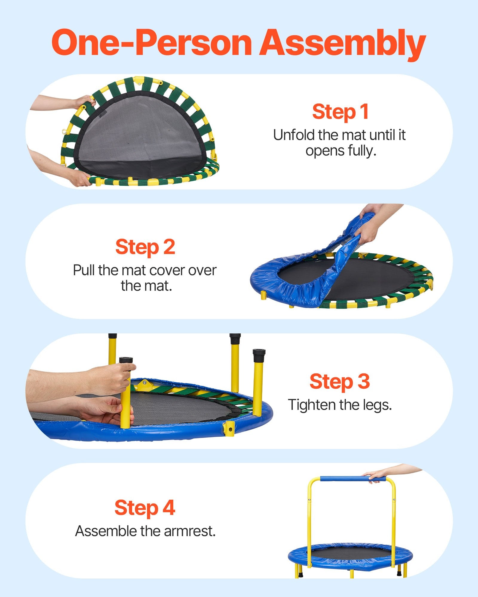 3FT Trampoline for Kids, 92 cm Trampolines Indoor/Outdoor Trampoline for Toddlers, Foldable Mini Ba Trampoline with Foam Handle, Recreational Trampoline Birthday Gift for 3+ Years Kids