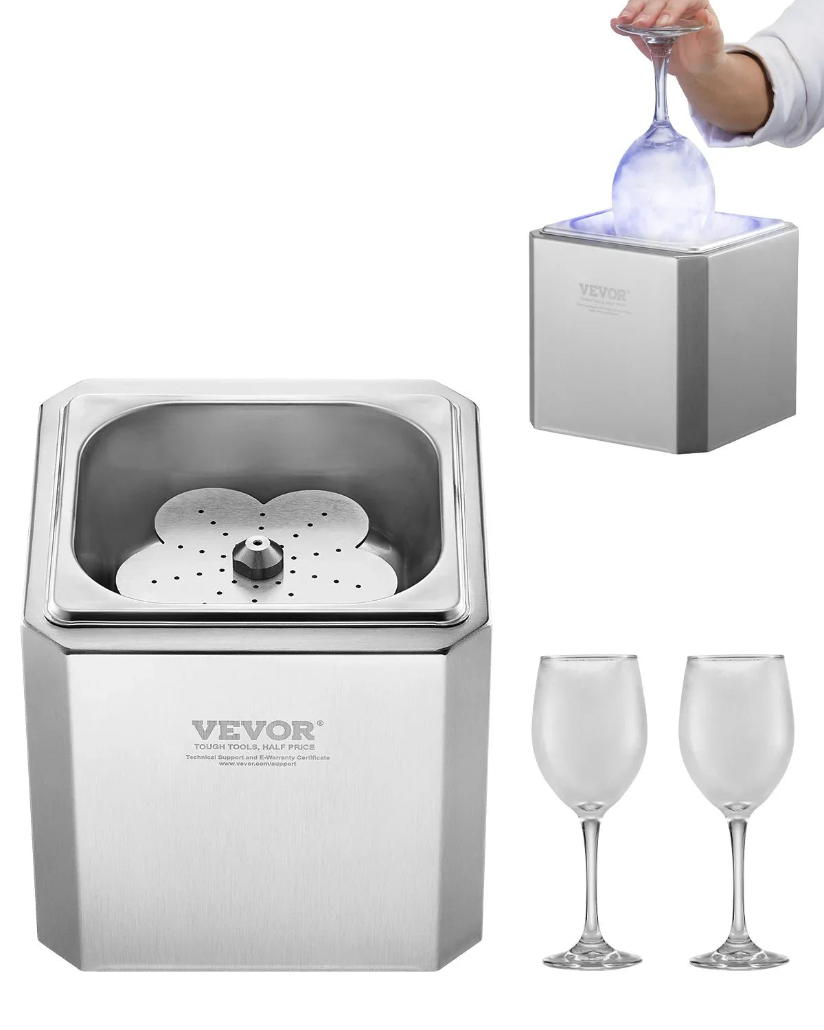 Glass Froster Chiller, CO2 Beer Glass Froster, 8-10 Seconds/Cup with LED Light, Instant Glass Chiller for Wine, Cocktail, Champagne, Mixed Drinks, Juice, Ideal for Bar, Restaurant, Home Kitchen