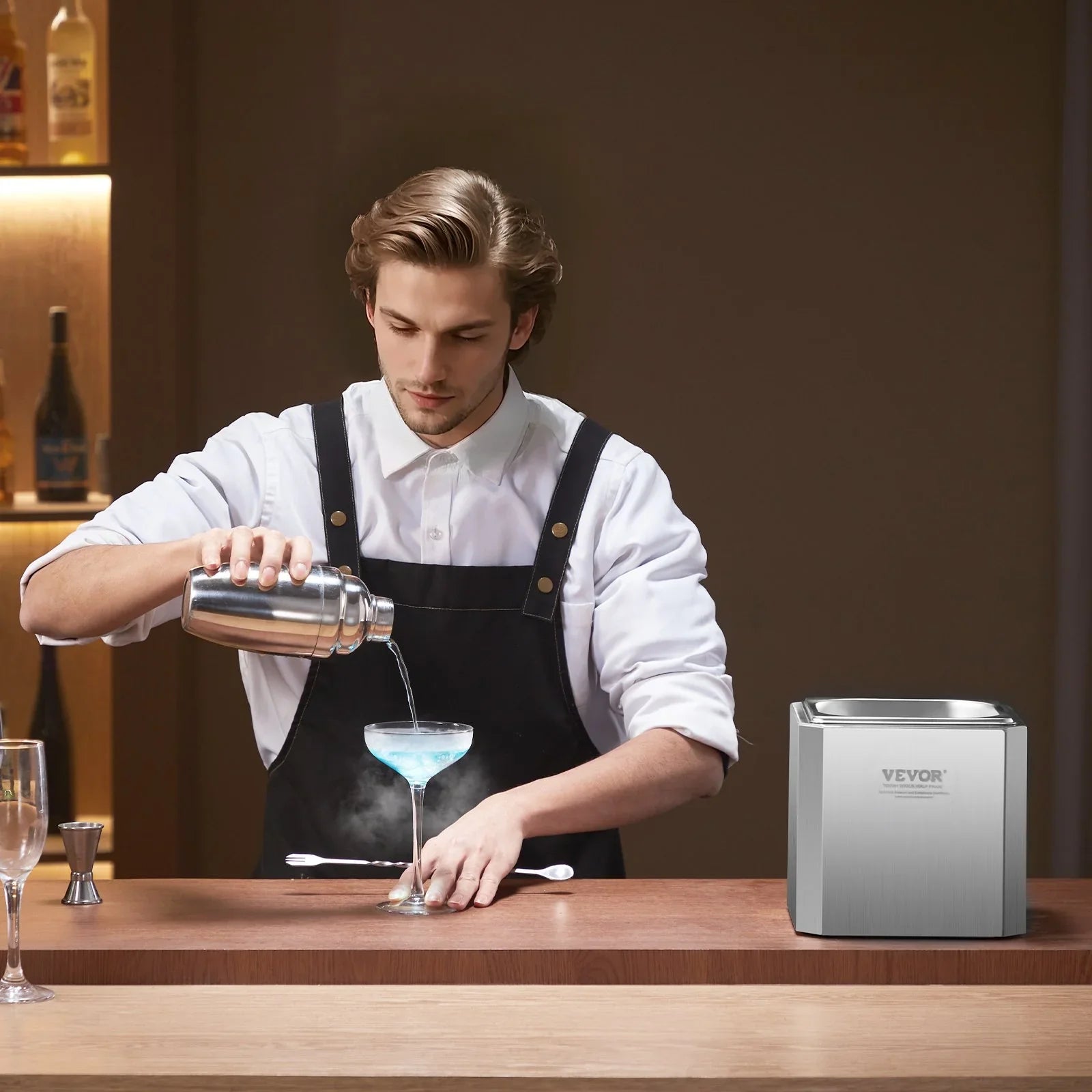 Glass Froster Chiller, CO2 Beer Glass Froster, 8-10 Seconds/Cup with LED Light, Instant Glass Chiller for Wine, Cocktail, Champagne, Mixed Drinks, Juice, Ideal for Bar, Restaurant, Home Kitchen