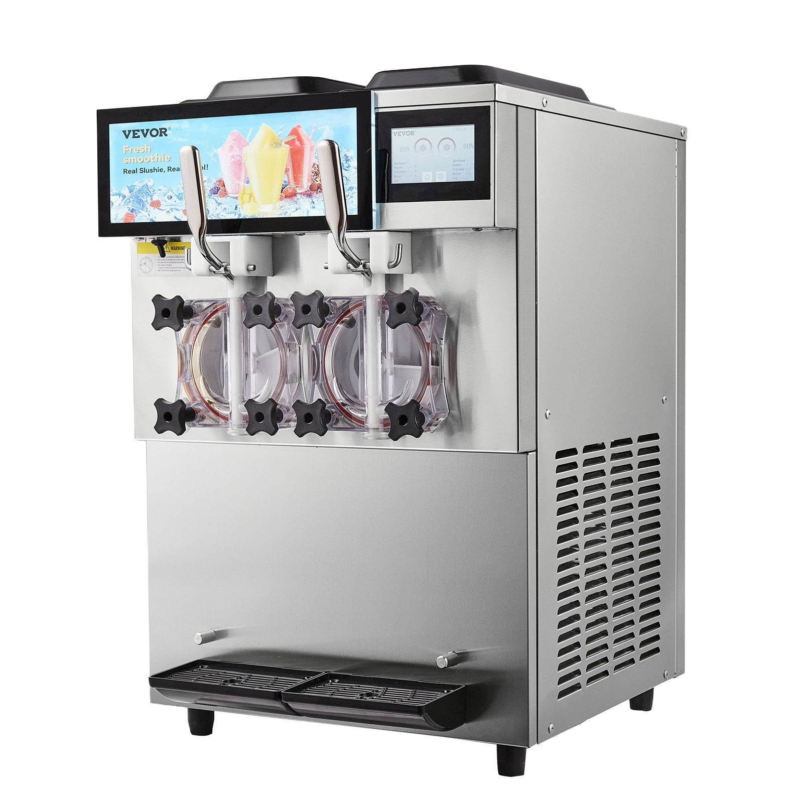 Commercial Slushy Machine, 2 x 12L / 3.17 Gal Double Tanks, Cool and Freeze Modes, Stainless Steel Margarita Smoothie Frozen Drink Maker, Slushie Machine for Party Cafes Restaurants Bars Home