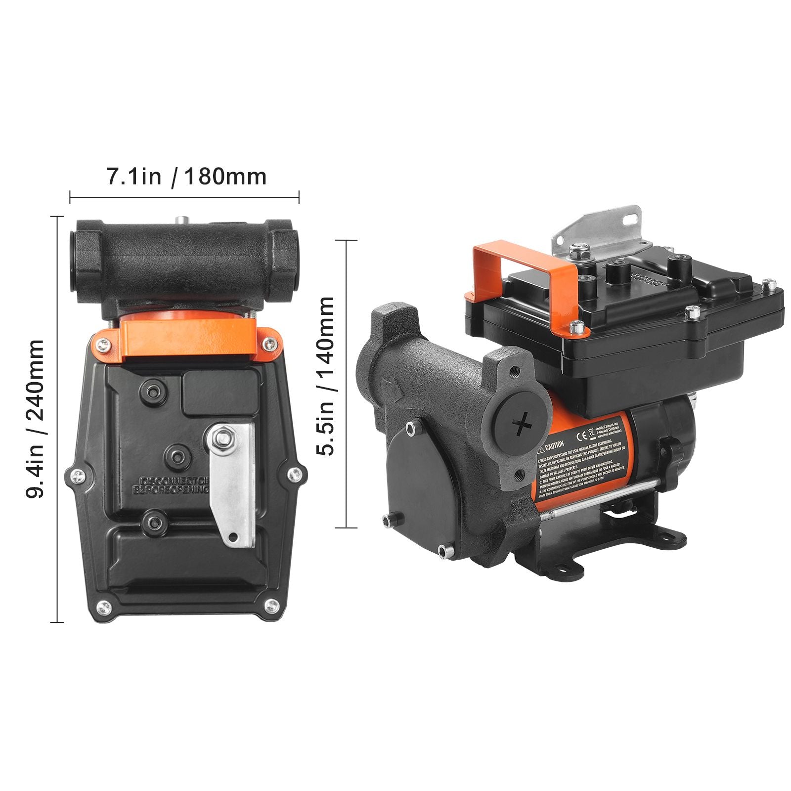 Fuel Transfer Pump 12V 15 GPM 1/4 HP Diesel Pump with Auto Fuel Nozzle