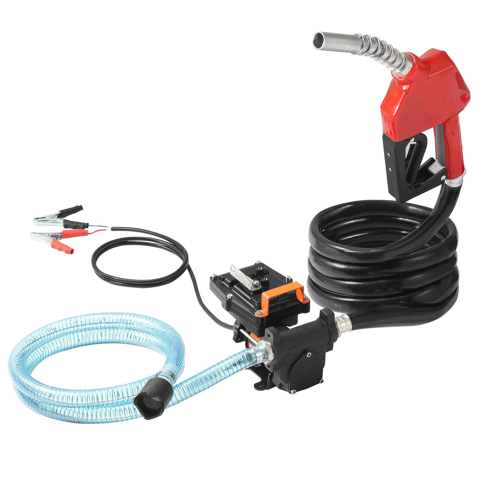 Fuel Transfer Pump 12V 15 GPM 1/4 HP Diesel Pump with Auto Fuel Nozzle