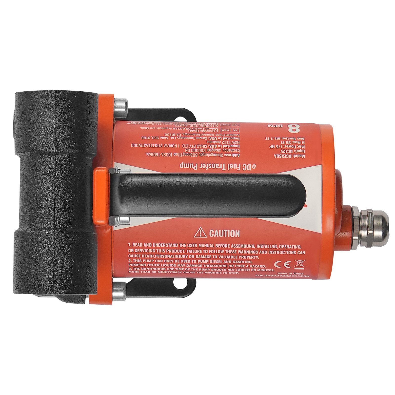 Fuel Transfer Pump 12V 8 GPM 1/6 HP Diesel Pump with Auto Fuel Nozzle