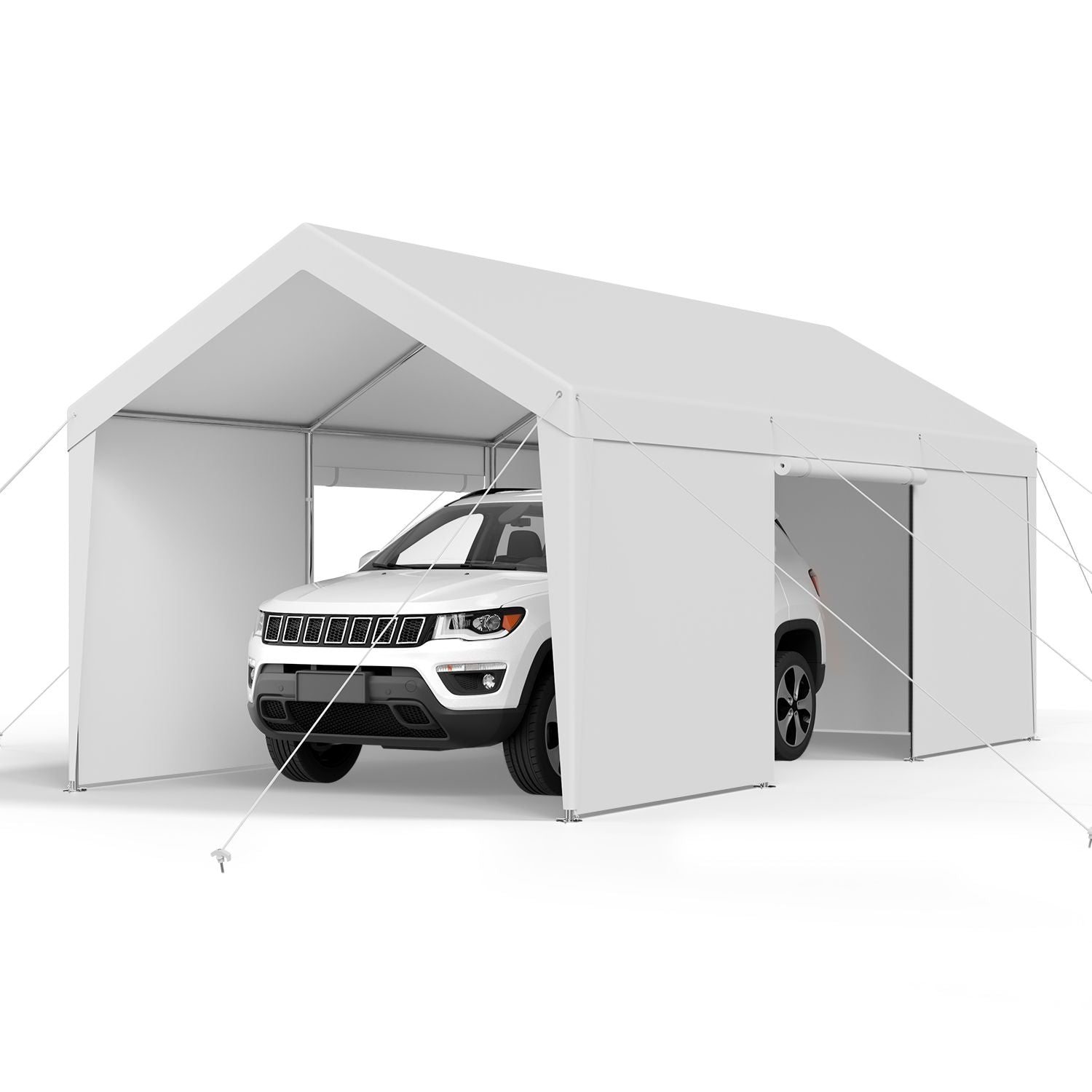 Carport Car Canopy 10x20FT Heavy Duty Car Shelter with Sidewalls White