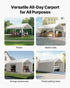 Carport Car Canopy 12x20FT Heavy Duty Car Shelter with Sidewalls Grey