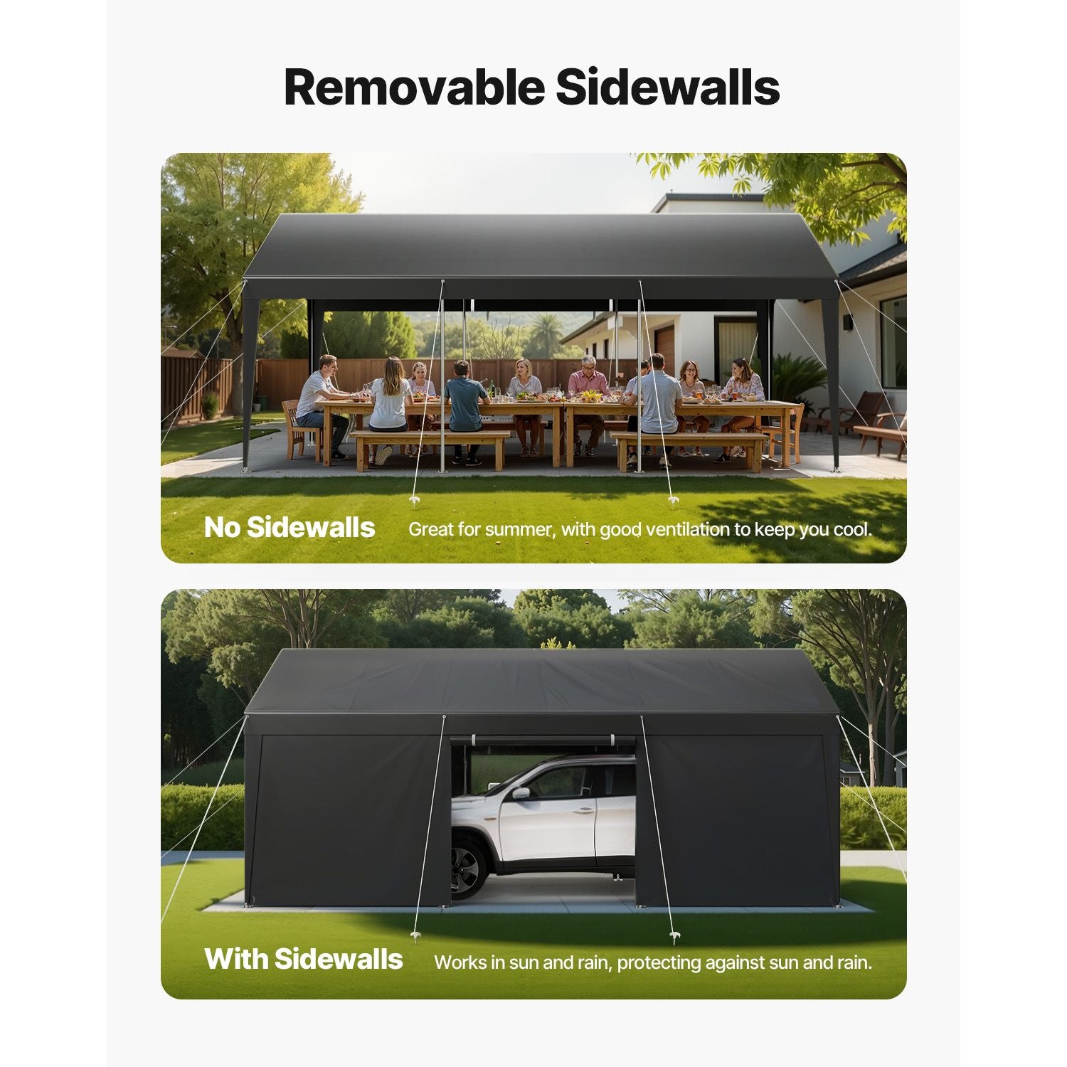 Carport Car Canopy 12x20FT Heavy Duty Car Shelter with Sidewalls White
