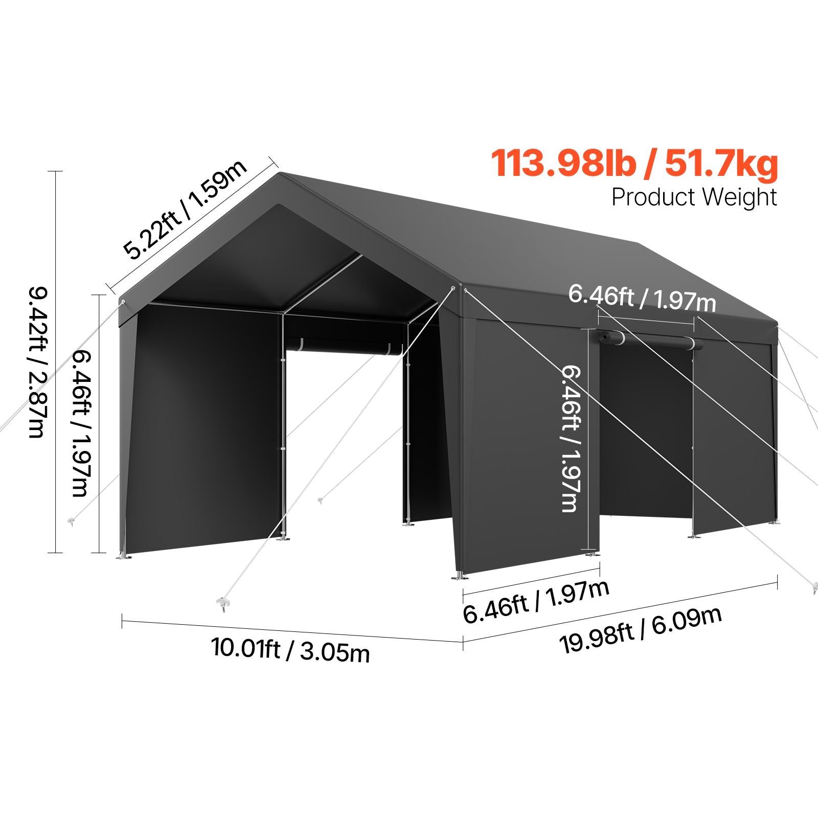 Carport Car Canopy 12x20FT Heavy Duty Car Shelter with Sidewalls White
