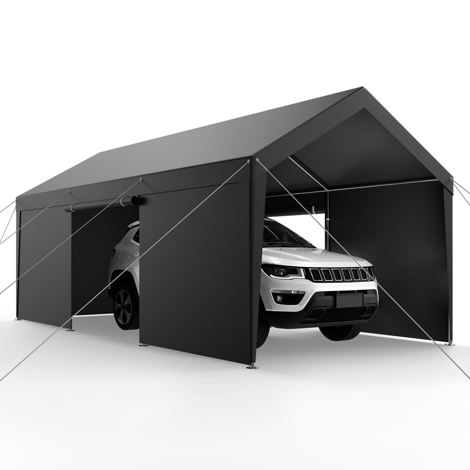 Carport Car Canopy 12x20FT Heavy Duty Car Shelter with Sidewalls White