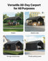 Carport Car Canopy 12x20FT Heavy Duty Car Shelter with Sidewalls White