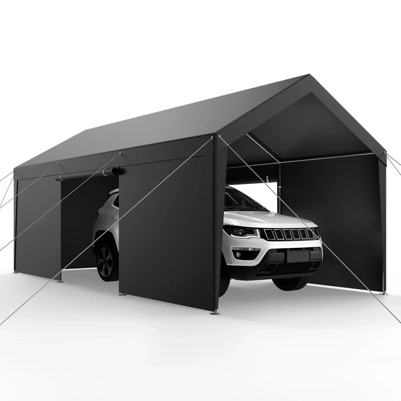 Carport Car Canopy 12x20FT Heavy Duty Car Shelter with Sidewalls White