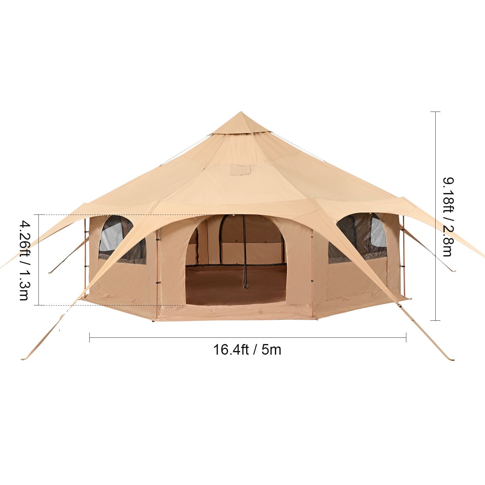 Canvas Tent 4 Seasons 5 m/16.4 ft Bell Tent for Camping with Stove Jack