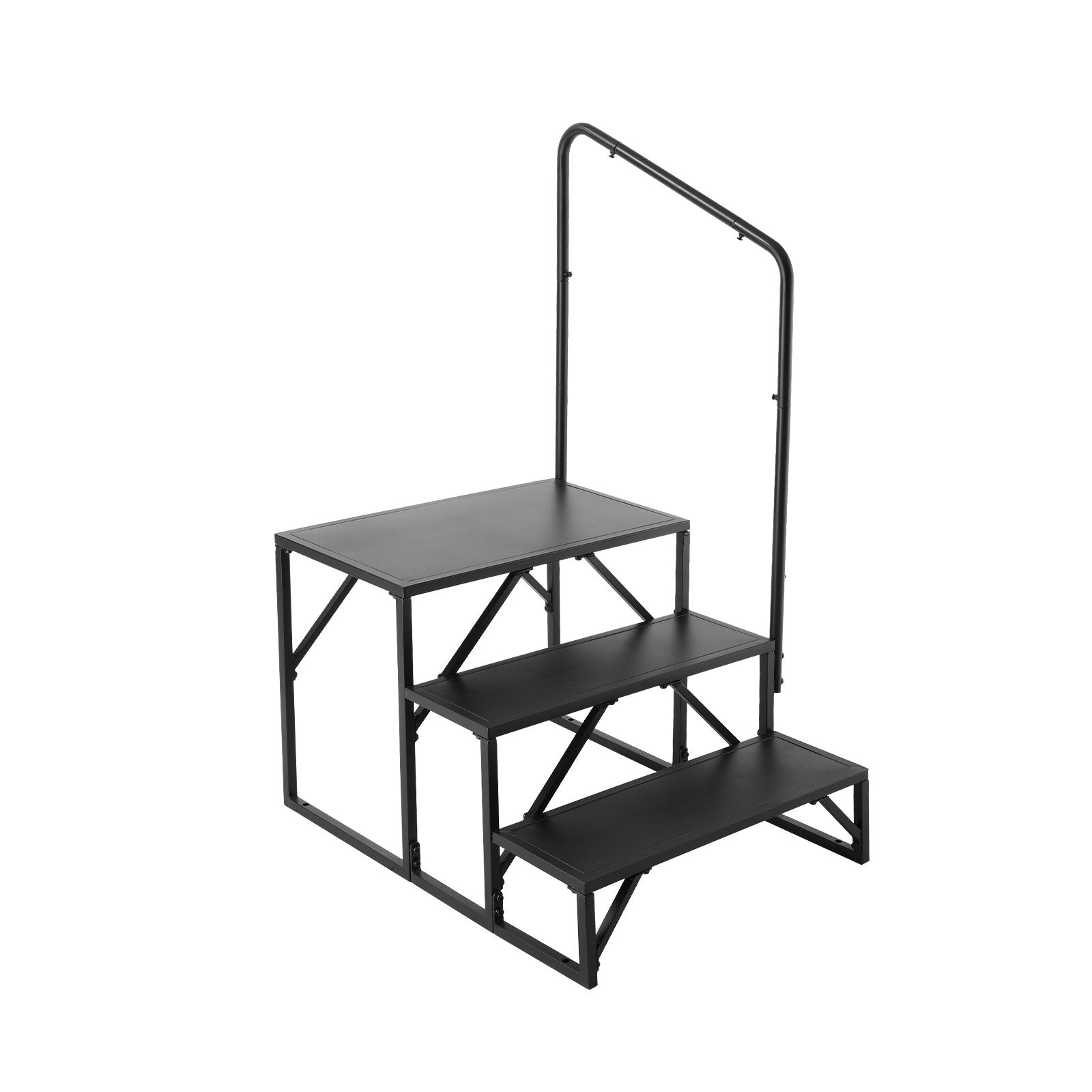 RV Steps, 3-Step RV Stairs, 199.58KGS  Load Capacity, Thickened Carbon Steel, With Handrail, Non-Slip Steps for Safe Entry and Exit, Suit for RV, Trailer, Camper Steps