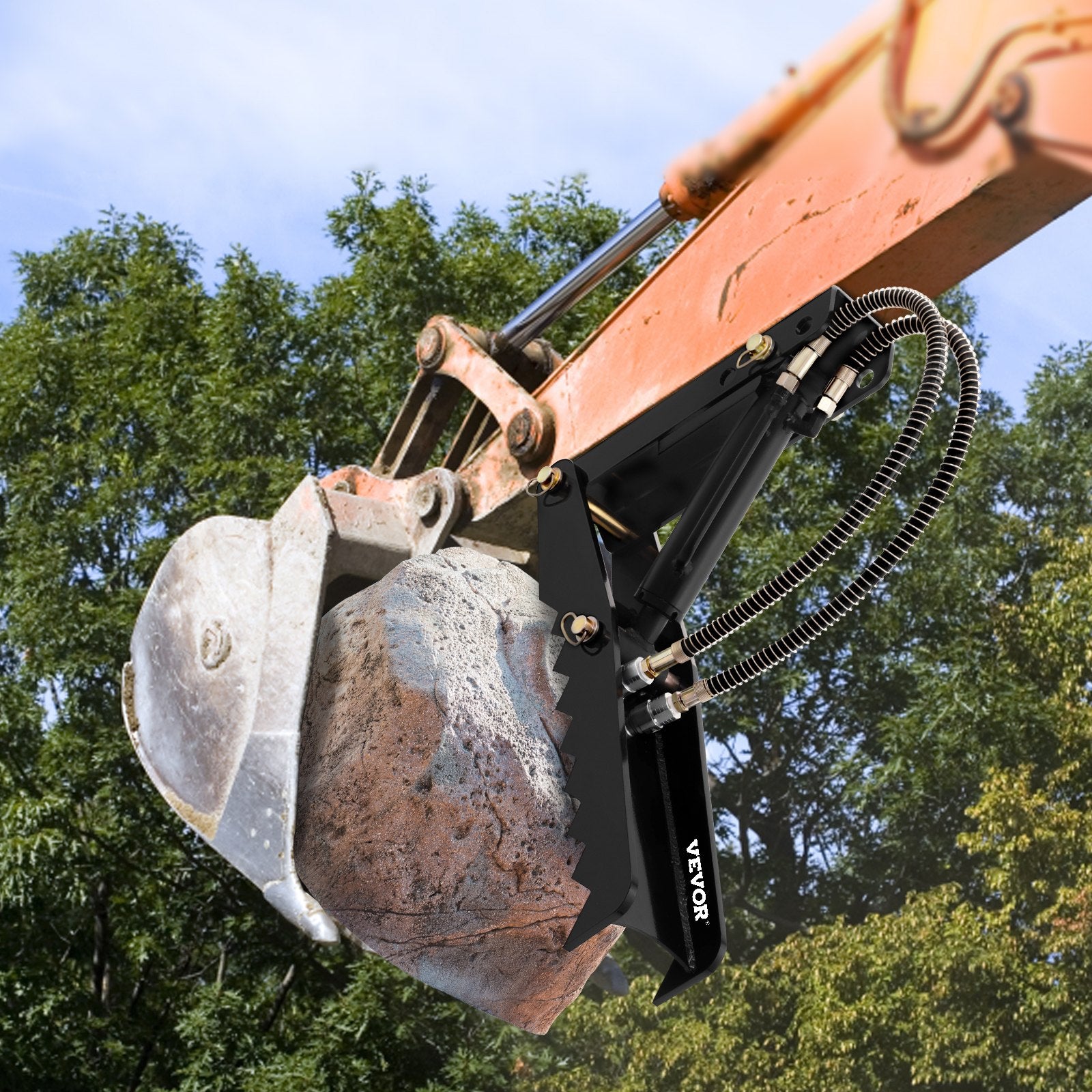 61cm Hydraulic Backhoe Excavator Thumb Attachments Weld On 1.27cm Teeth Thick Steel Plate Assembly 12MM Bolt-On Design with Hydraulic Cylinder