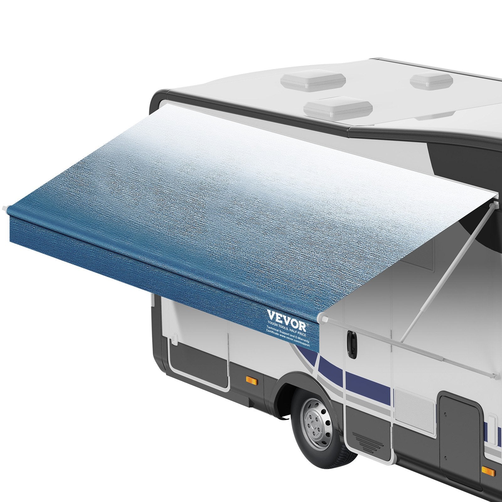 RV Awning Fabric Replacement, 6.15m Fabric Length for 6.4m Awning, Heavy Duty 3-Ply 16oz PVC Camper Awning Fabric, Waterproof & UV Protection Outdoor Canopy for RV, Trailer, Motorhome, Blue Fade