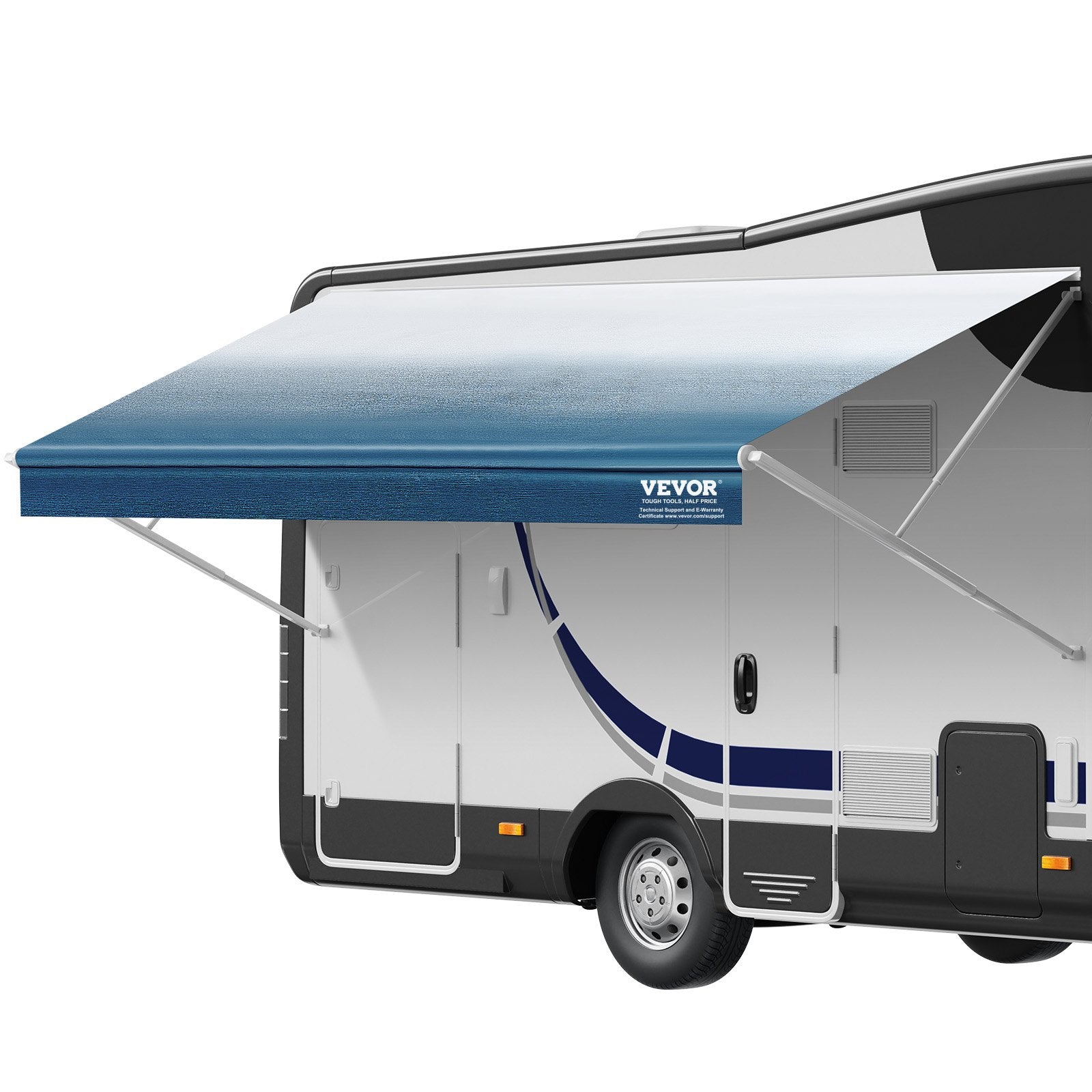 RV Awning Fabric Replacement, 6.15m Fabric Length for 6.4m Awning, Heavy Duty 3-Ply 16oz PVC Camper Awning Fabric, Waterproof & UV Protection Outdoor Canopy for RV, Trailer, Motorhome, Blue Fade