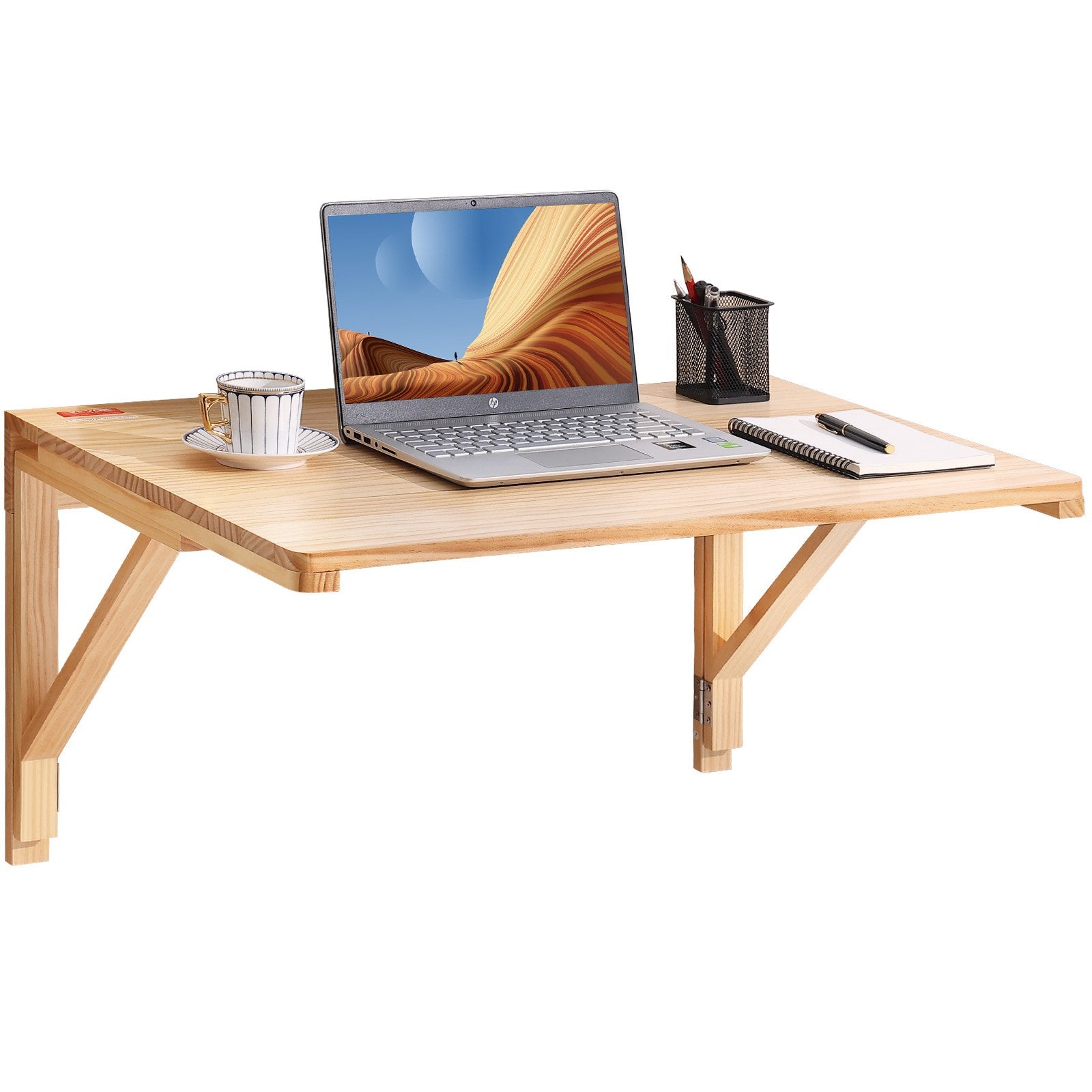 VEVOR Wall Mounted Folding Table, Wall Mounted Drop Leaf Tables, Solid Wood Floating Desk for Dining, Laundry Room, Office, 31.5