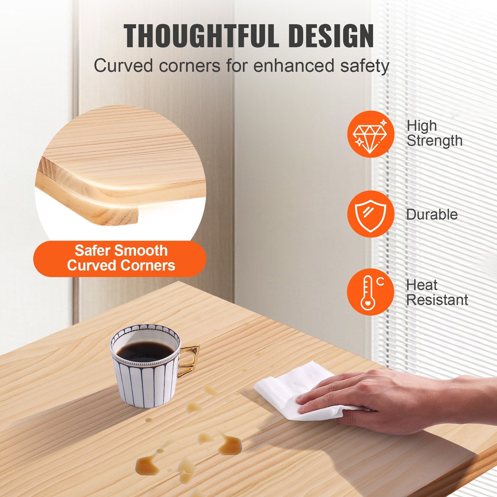 VEVOR Wall Mounted Folding Table, Wall Mounted Drop Leaf Tables, Solid Wood Floating Desk for Dining, Laundry Room, Office, 31.5