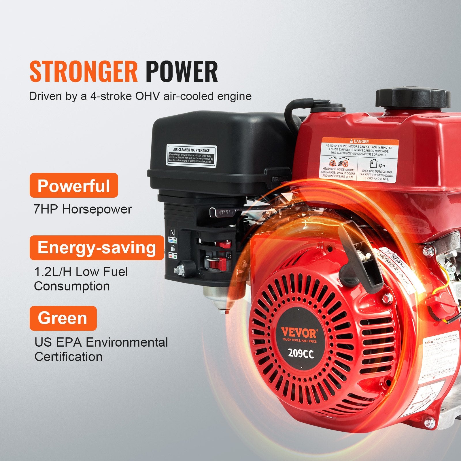 Gasoline Engine Water Pump Gas Powered Transfer Pump 80 mm 7HP 4-Stroke