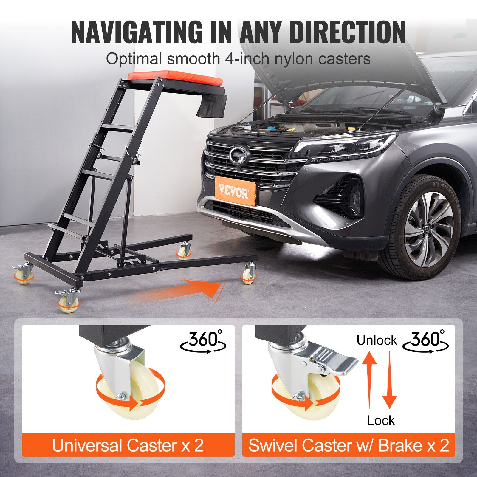 Automotive Topside Creeper, with Adjustable Height 48