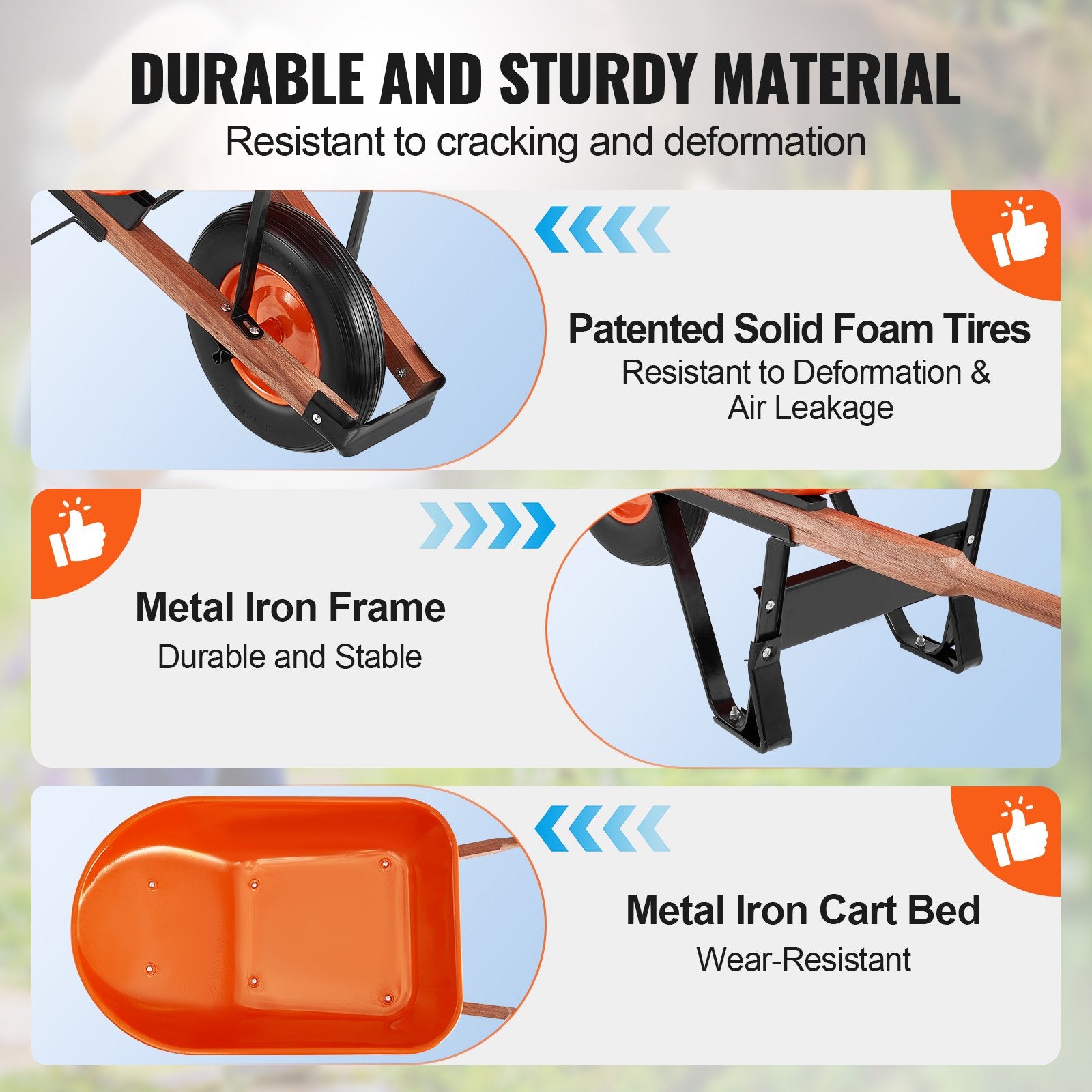 Wheelbarrow Cart One Wheel 6 Cu Ft Garden Dump Cart 330 lbs Utility Cart