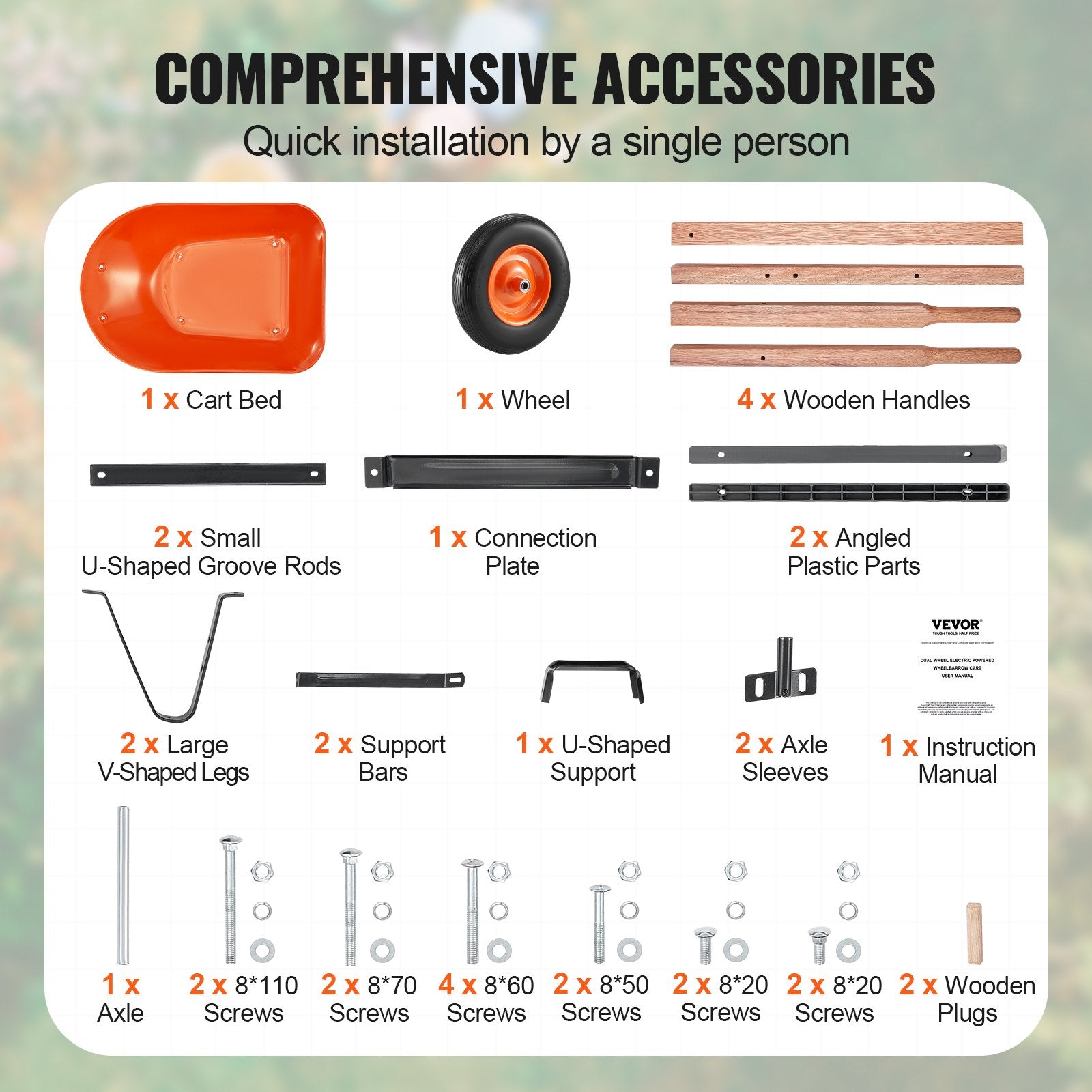 Wheelbarrow Cart One Wheel Garden Dump Cart 330 lbs Yard Utility Cart