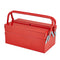 Metal Tool Box, 14-inch, 2-Tier 3-Tray Portable Folding Tool Chest Organizer with Handle & Lock Hole, Powder Coated Steel, Cantilever Toolbox for Household Factory Warehouse Repair Shop, Red