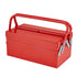 Metal Tool Box, 14-inch, 2-Tier 3-Tray Portable Folding Tool Chest Organizer with Handle & Lock Hole, Powder Coated Steel, Cantilever Toolbox for Household Factory Warehouse Repair Shop, Red