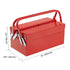 Metal Tool Box, 14-inch, 2-Tier 3-Tray Portable Folding Tool Chest Organizer with Handle & Lock Hole, Powder Coated Steel, Cantilever Toolbox for Household Factory Warehouse Repair Shop, Red