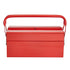 Metal Tool Box, 14-inch, 2-Tier 3-Tray Portable Folding Tool Chest Organizer with Handle & Lock Hole, Powder Coated Steel, Cantilever Toolbox for Household Factory Warehouse Repair Shop, Red
