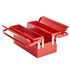 Metal Tool Box, 14-inch, 2-Tier 3-Tray Portable Folding Tool Chest Organizer with Handle & Lock Hole, Powder Coated Steel, Cantilever Toolbox for Household Factory Warehouse Repair Shop, Red