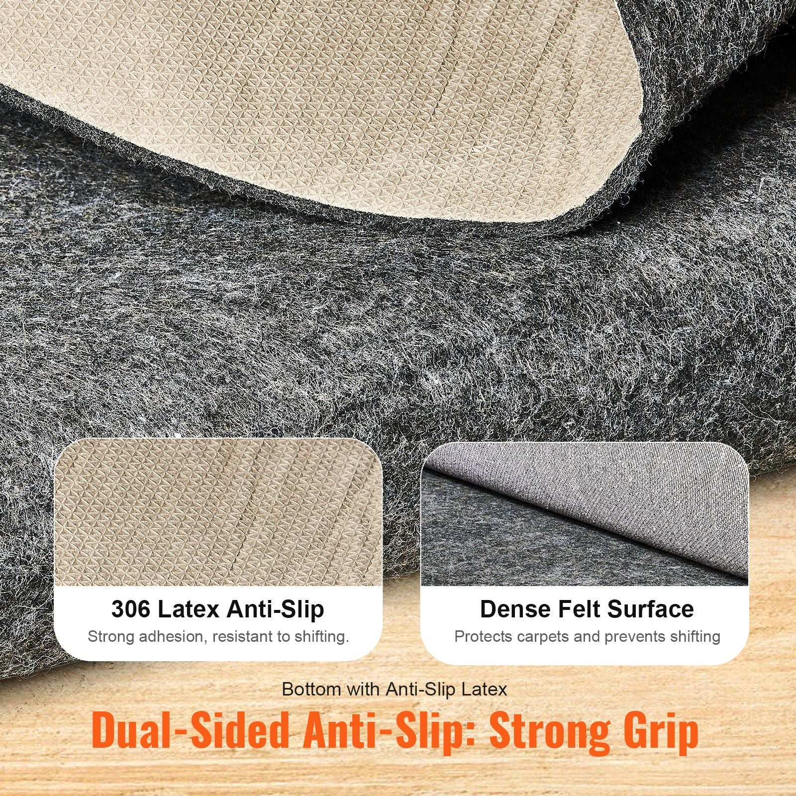 Non Slip Rug Pad Gripper 9' x 12' Carpet Mat 0.24