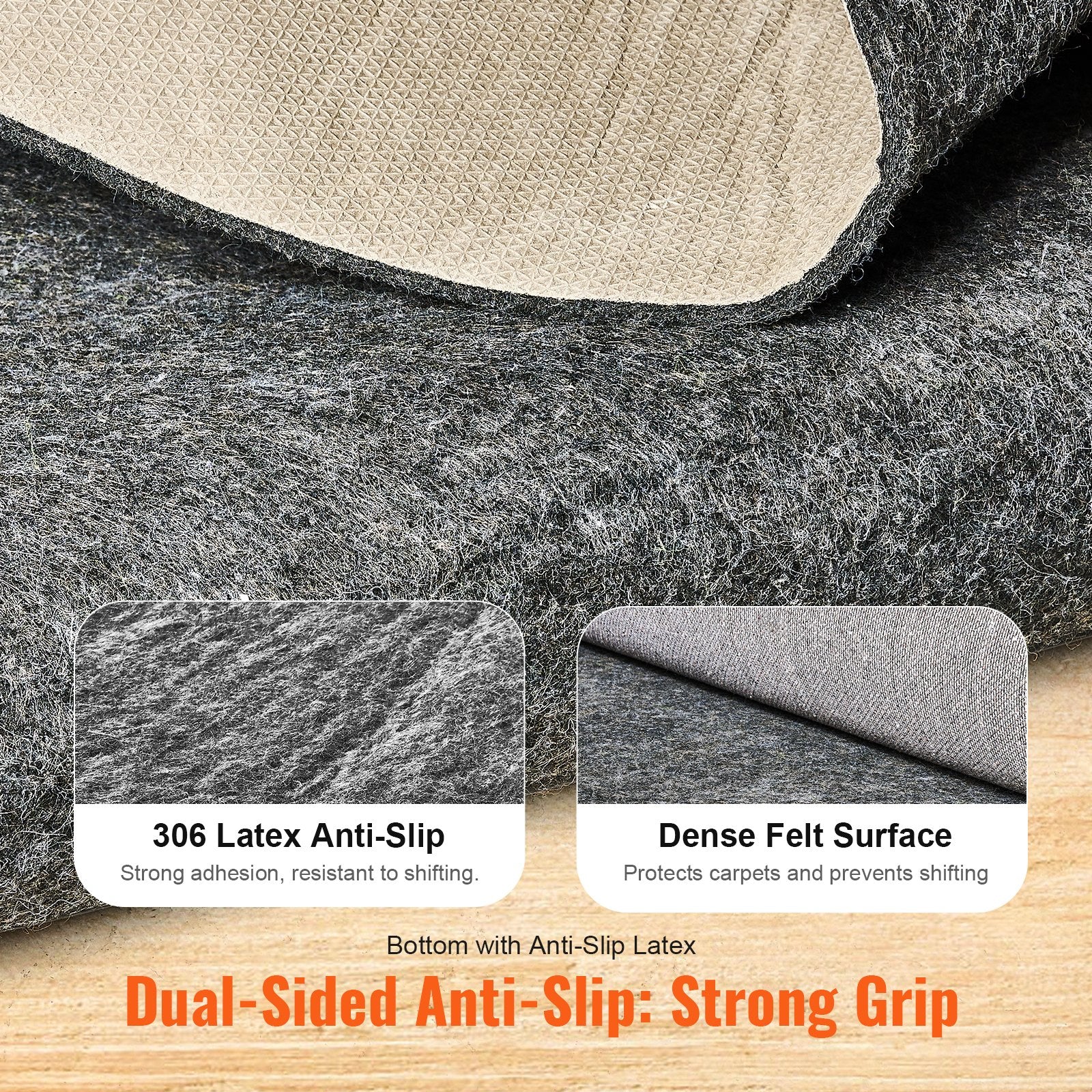 Non Slip Rug Pad Gripper 9' x 12' Carpet Mat 0.24