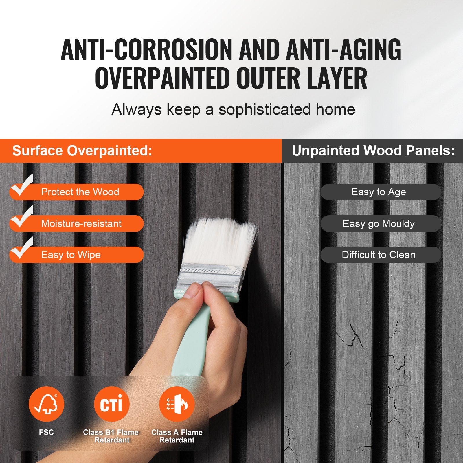 Wood Slat Acoustic Panels 23.6 x 47.2 inch for Modern Wall Decor Black Oak