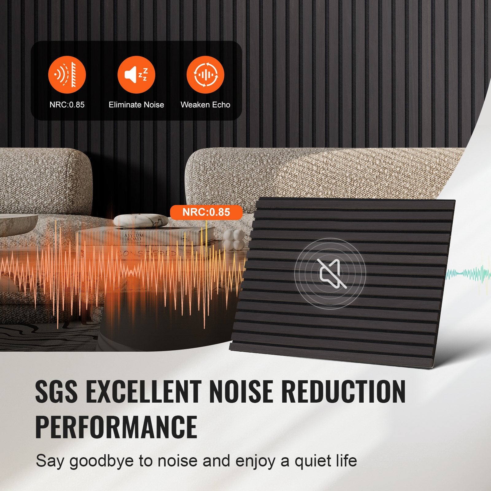 Wood Slat Acoustic Panels 23.6 x 47.2 inch for Modern Wall Decor Black Oak