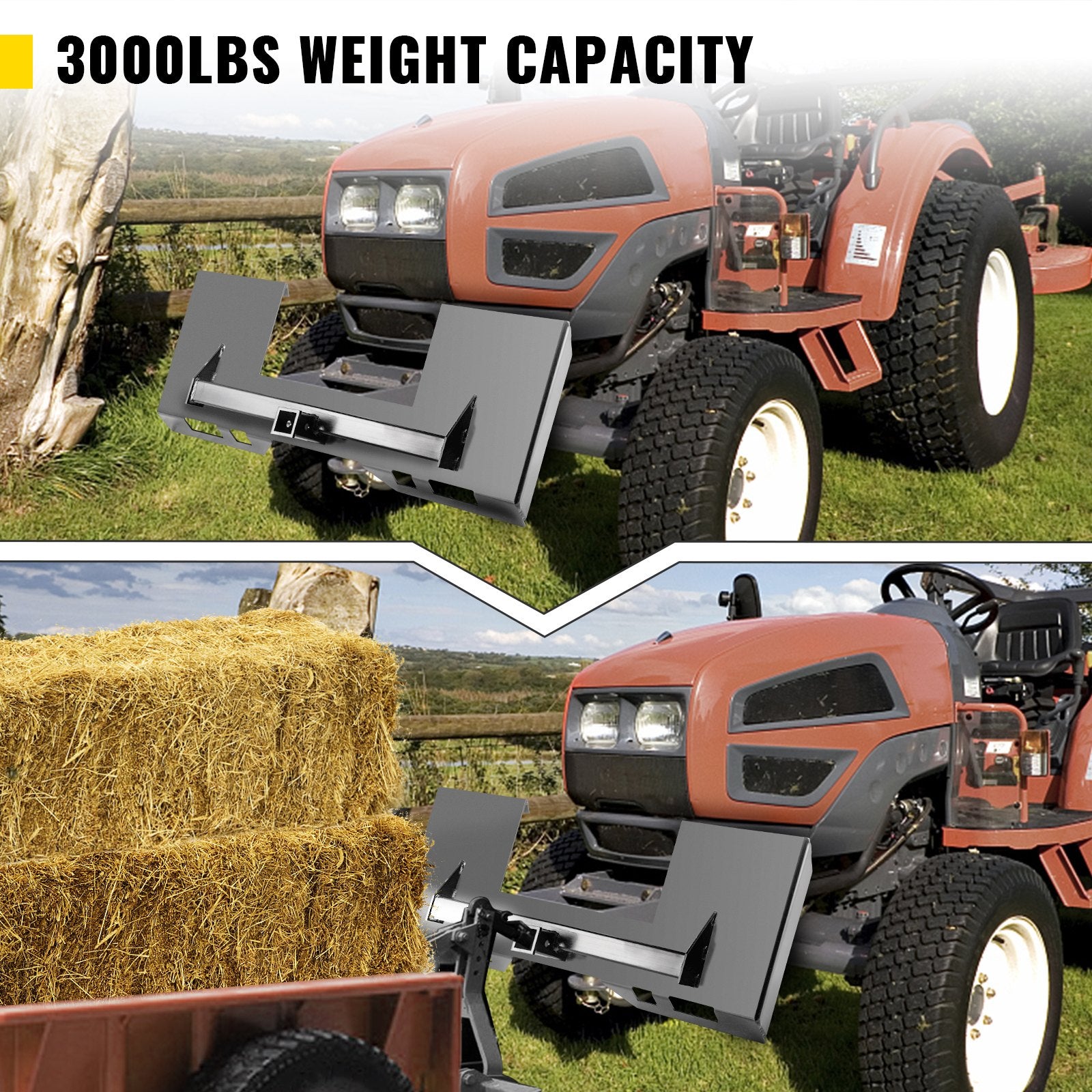 Universal Skid Steer Mount Plate 6.35mm Thick Skid Steer Plate Attachment1360.78kgWeight Capacity Quick Attach Mount Plate Steel Adapter Loader Easy to Weld or Bolt to Different Accessories Gray