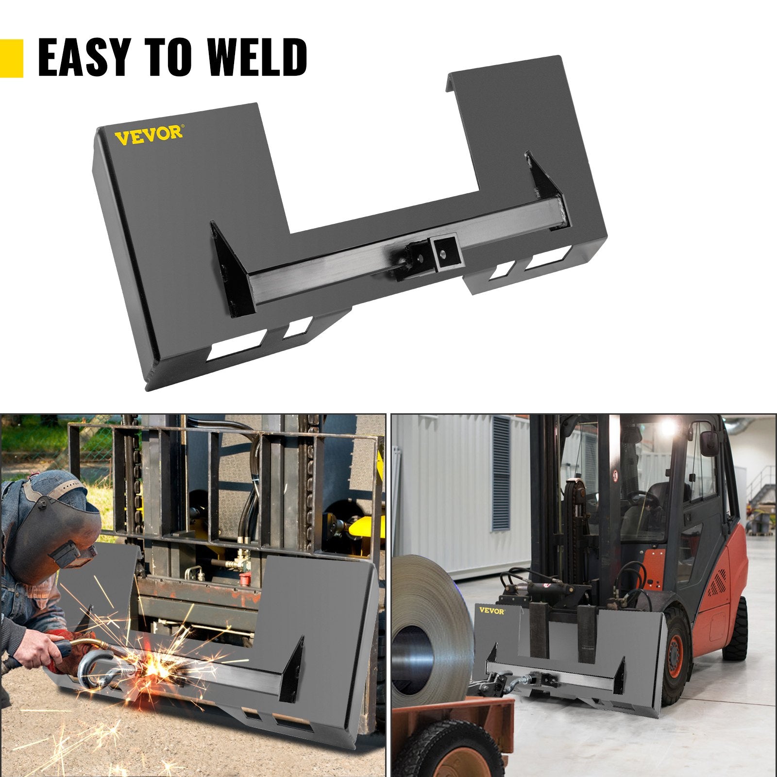 Universal Skid Steer Mount Plate 6.35mm Thick Skid Steer Plate Attachment1360.78kgWeight Capacity Quick Attach Mount Plate Steel Adapter Loader Easy to Weld or Bolt to Different Accessories Gray