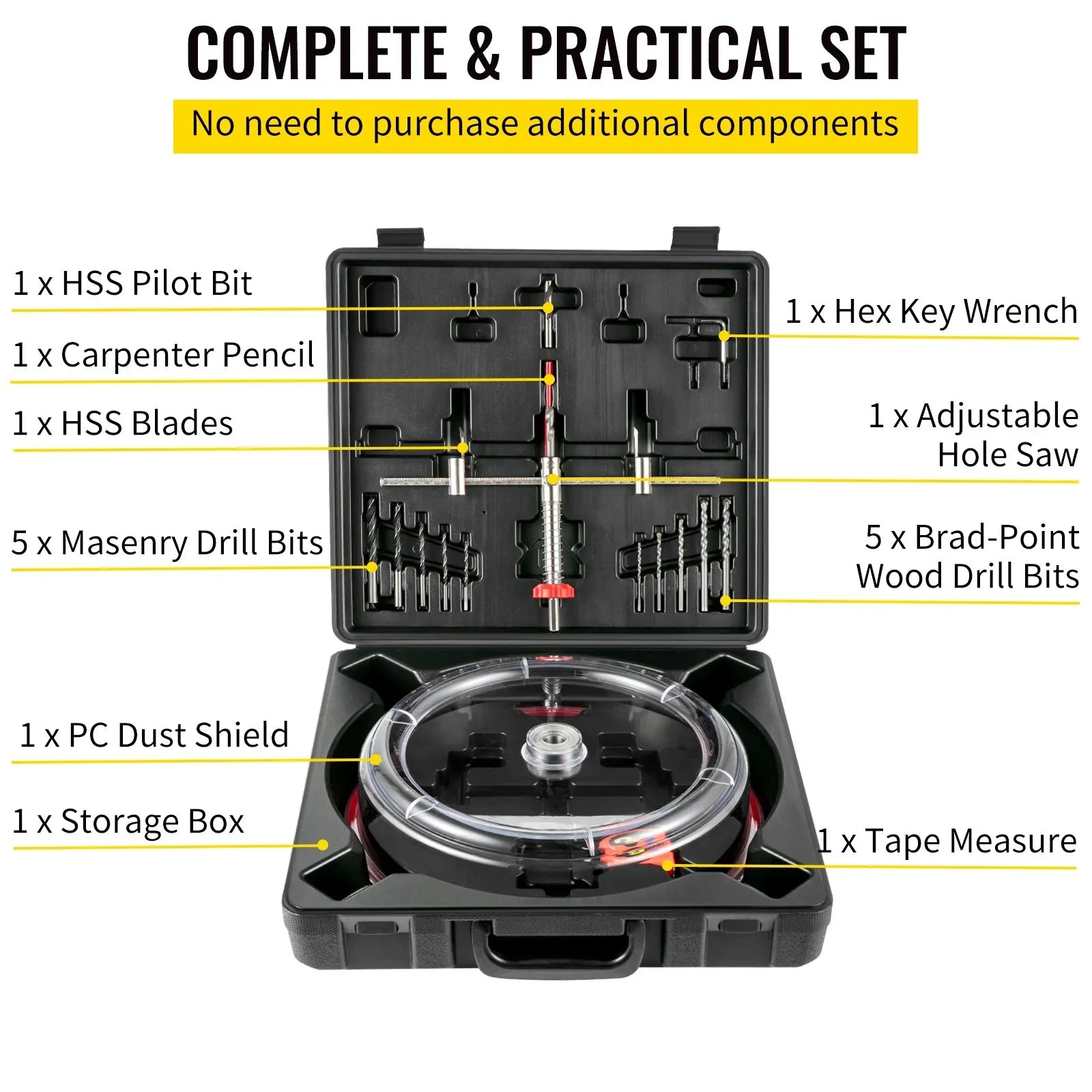Adjustable Hole Saw Cutter Kit, 1-5/8\