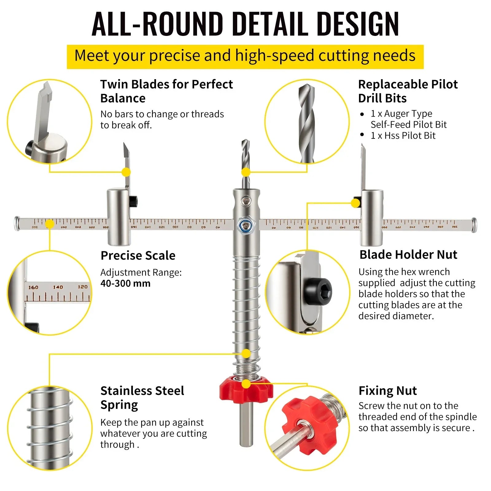 Adjustable Hole Saw Cutter Kit, 1-5/8\