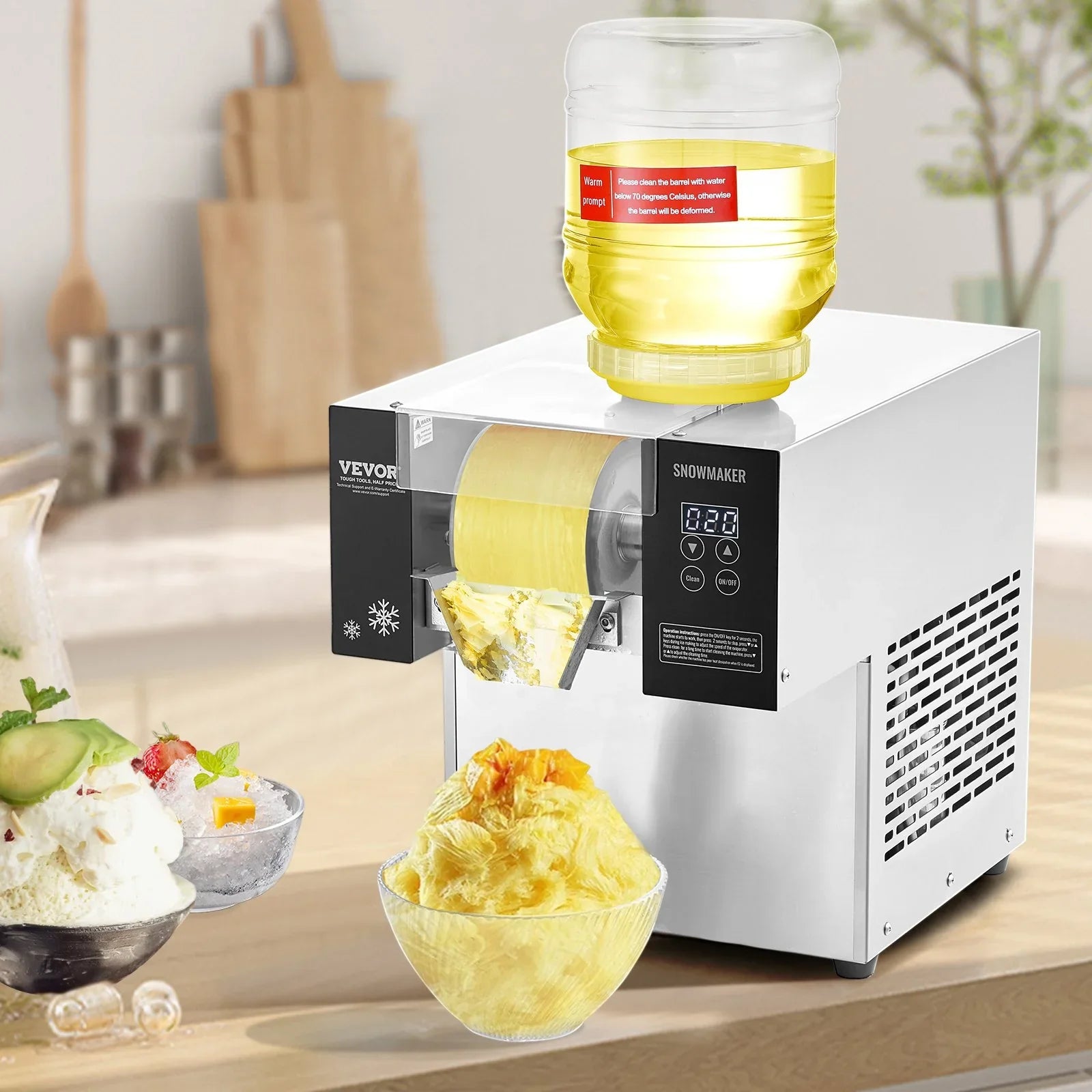 Commercial Snowflake Ice Machine, 276LBS/24H Snowflake Ice Maker, Stainless Steel Ice Shaver Machine, Electric Snow Cone Maker, Air Cooling System for Rapid Heat Dissipation, for Bakery, Cafe