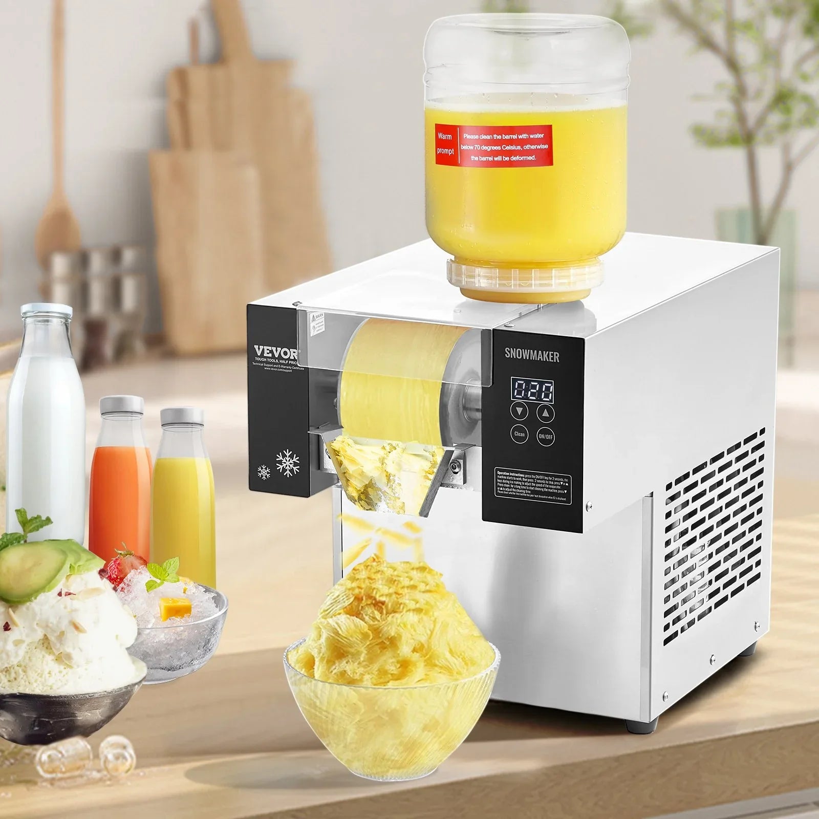 Commercial Snowflake Ice Machine, 375LBS/24H Snowflake Ice Maker, Stainless Steel Ice Shaver Machine, Electric Snow Cone Maker, Air Cooling System for Rapid Heat Dissipation, for Bakery, Cafe